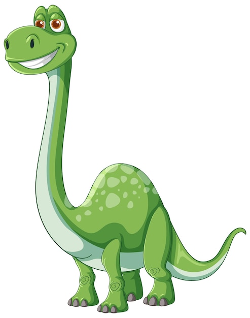 Ilustración de un dinosaurio verde feliz