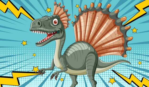 Ilustración de dinosaurios en estilo cómic