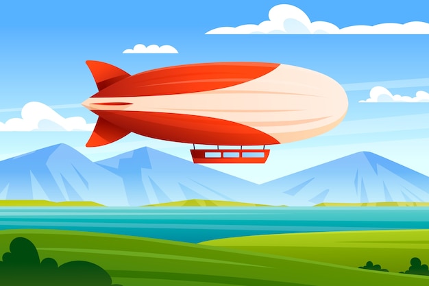 Vector gratuito ilustración de dirigible degradado