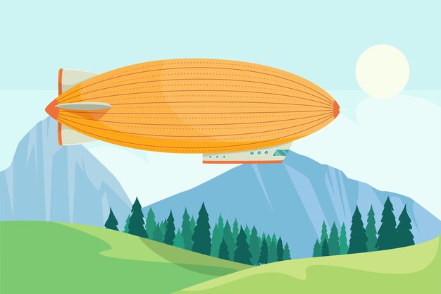 Vector gratuito ilustración de dirigible plano dibujado a mano