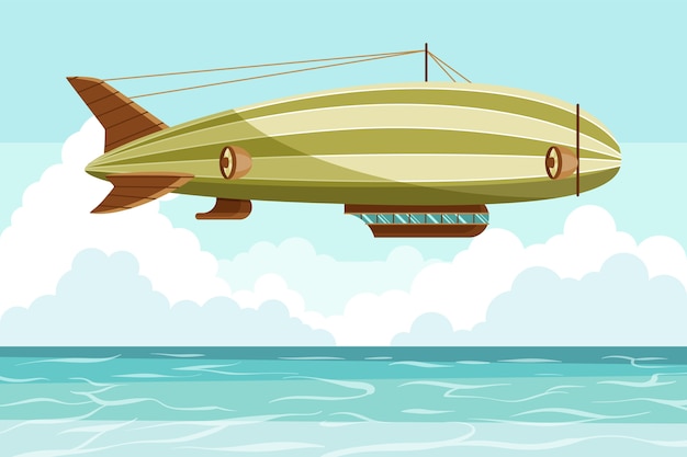 Vector gratuito ilustración de dirigible plano dibujado a mano