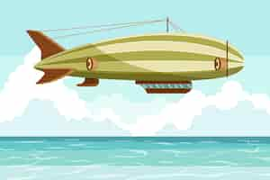 Vector gratuito ilustración de dirigible plano dibujado a mano