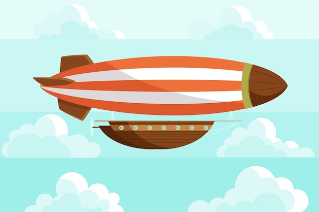 Vector gratuito ilustración de dirigible plano dibujado a mano