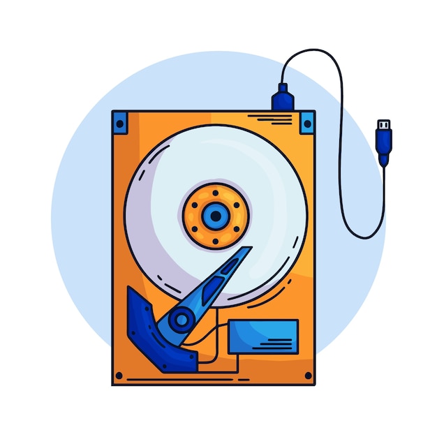 Ilustración de disco duro dibujado a mano