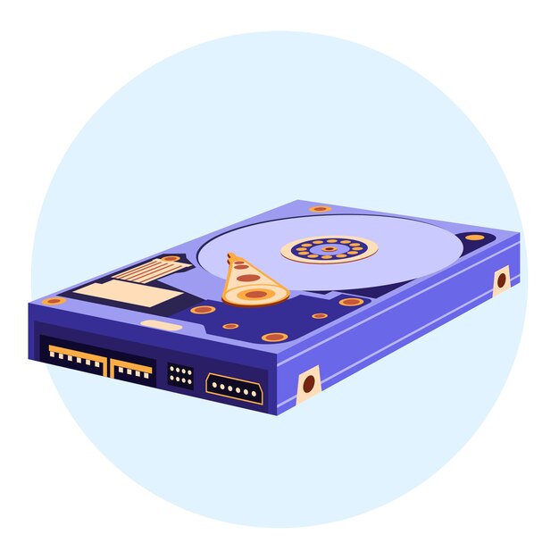 Ilustración de disco duro de diseño plano dibujado a mano