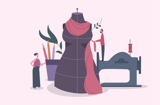 Vector gratuito ilustración de diseñador de moda dibujado a mano plana