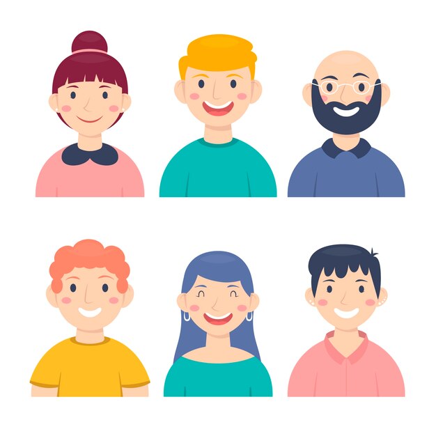 Ilustración con diseño de avatares de personas