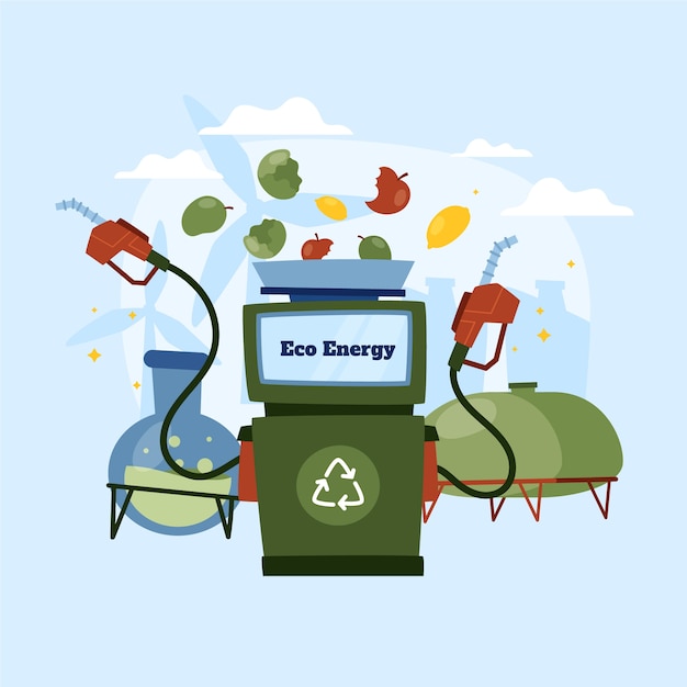Ilustración de diseño de biocombustible dibujado a mano