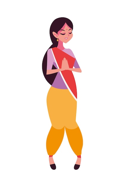 Vector gratuito ilustración de diseño de chica india aislada