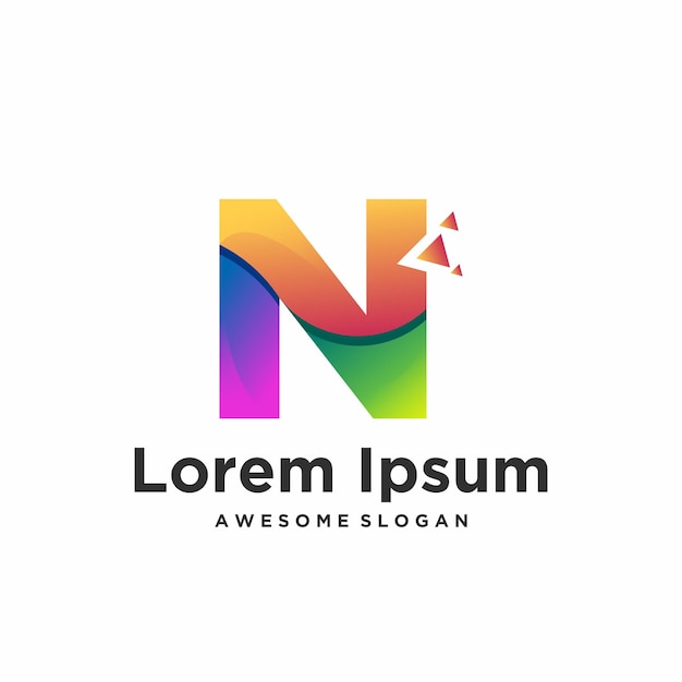 Ilustración de diseño colorido degradado de letra