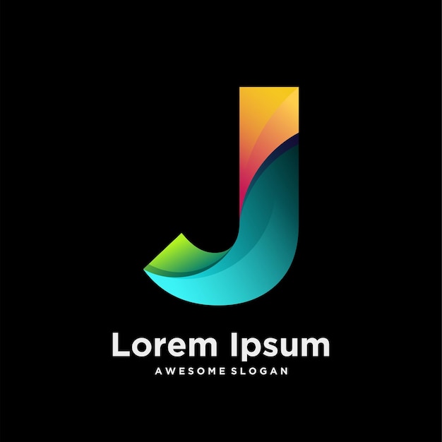 Ilustración de diseño colorido degradado de logotipo de letra