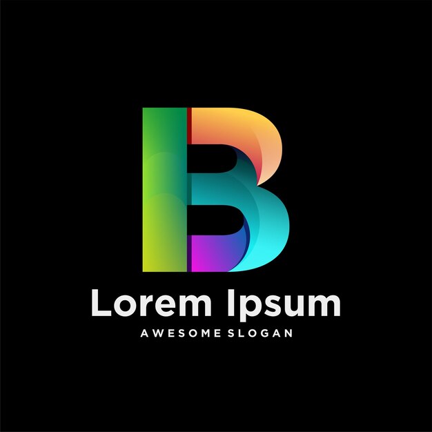 Ilustración de diseño colorido degradado de logotipo de letra