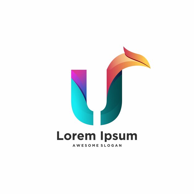 Ilustración de diseño colorido degradado de logotipo de letra