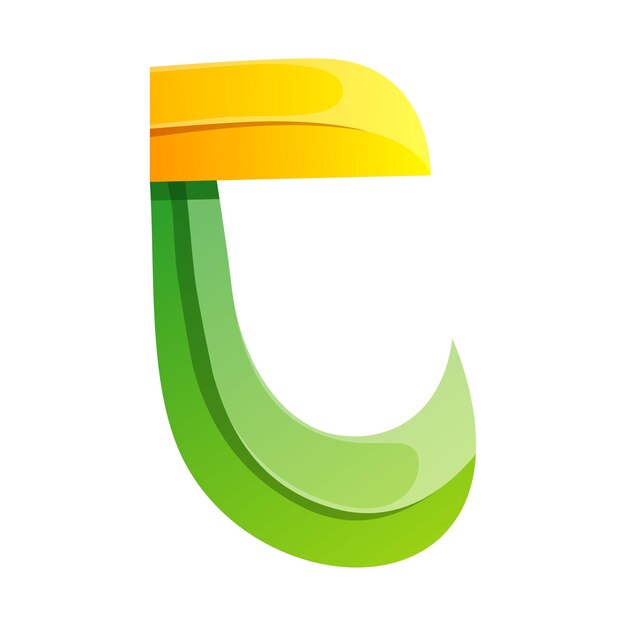 Ilustración de diseño de degradado colorido de letra c única de logotipo vectorial