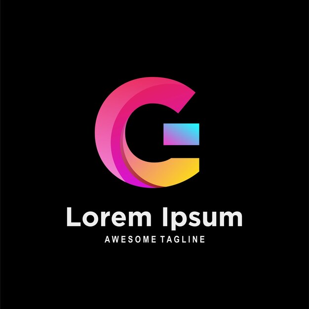 Ilustración de diseño degradado colorido de letra de logotipo