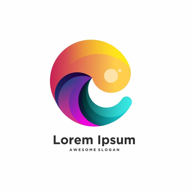 Ilustración de diseño degradado colorido único de logotipo