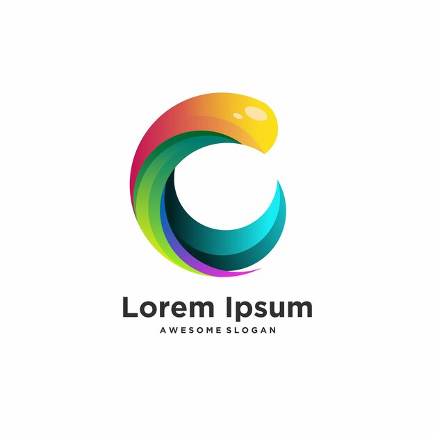 Ilustración de diseño degradado colorido único de logotipo