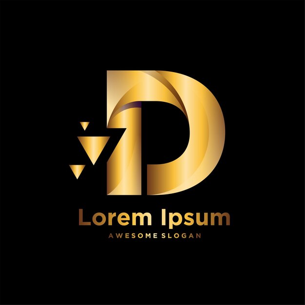 Ilustración de diseño degradado de logotipo de letra de lujo