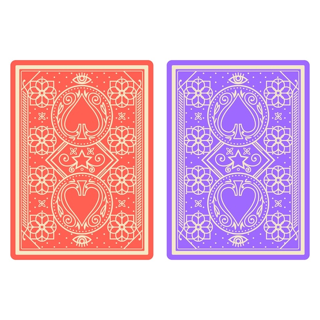 Vector gratuito ilustración del diseño de la espalda de la carta de juego dibujada a mano