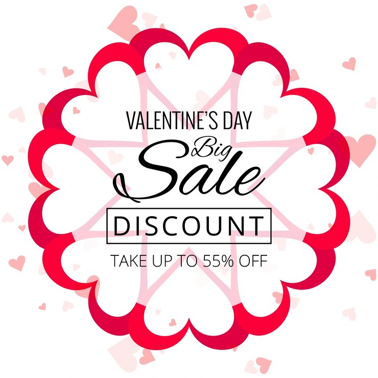 Vector gratuito ilustración de diseño de fondo de venta de corazones de día de san valentín