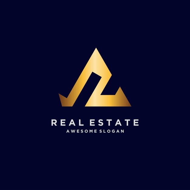 Ilustración del diseño de gradiente de lujo del logotipo inmobiliario