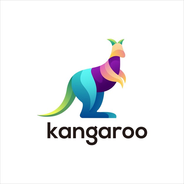 Ilustración de diseño de logotipo de canguro degradado colorido