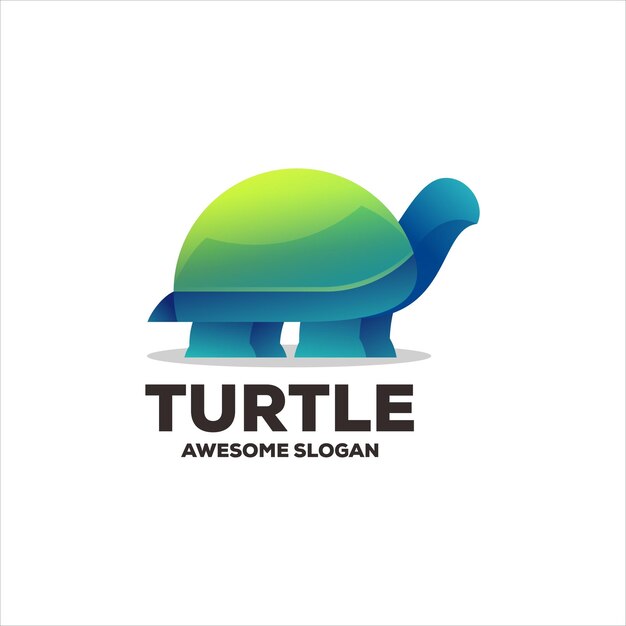Ilustración de diseño de logotipo de degradado de tortuga