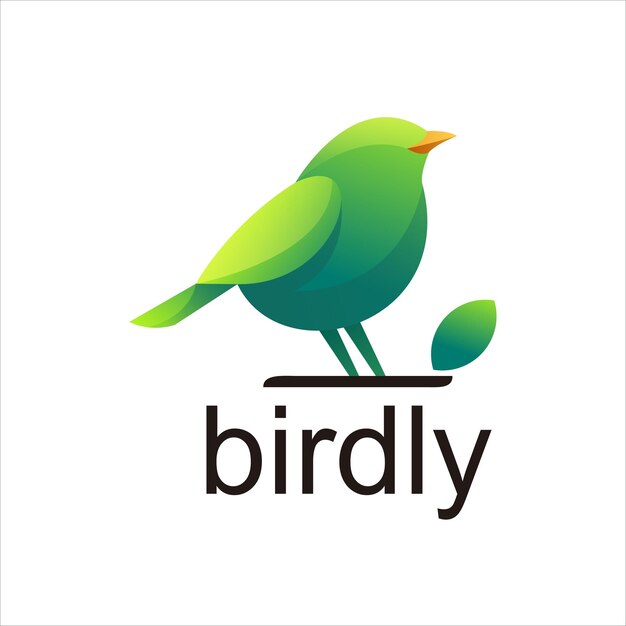 Ilustración de diseño de logotipo de hoja de pájaro degradado