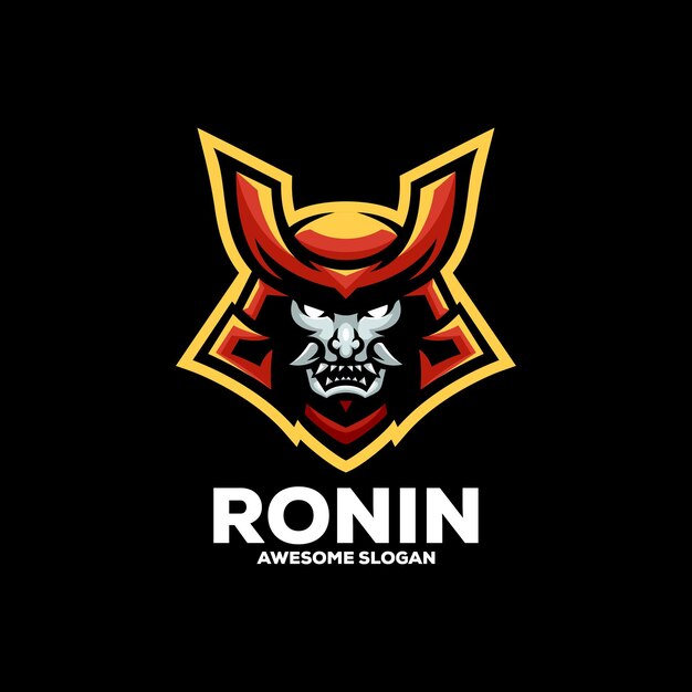 Ilustración del diseño del logotipo de la mascota de Ronin esport