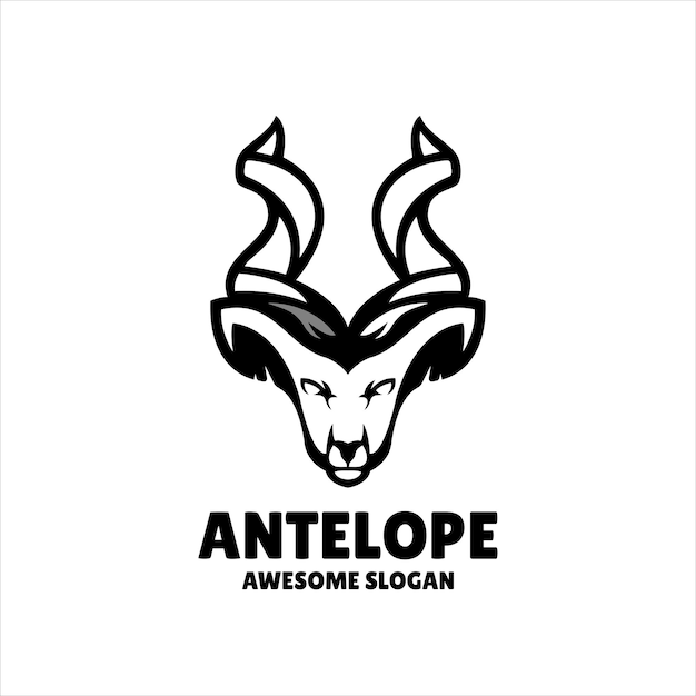 Vector gratuito ilustración de diseño de logotipo de mascota simple de antílope