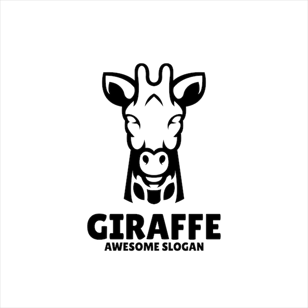 Vector gratuito ilustración de diseño de logotipo de mascota simple de jirafa