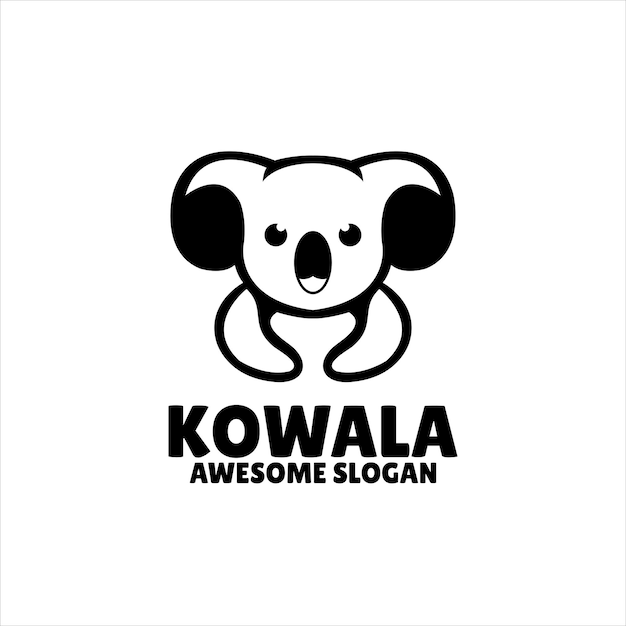 Ilustración de diseño de logotipo de mascota simple Koala