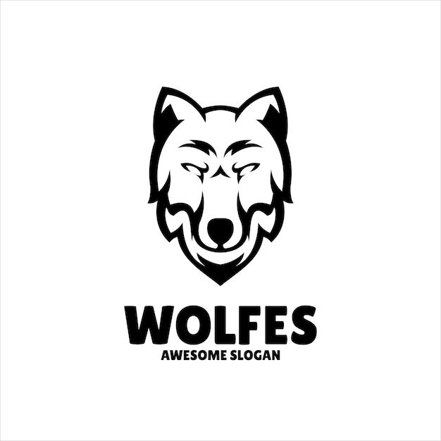 Vector gratuito ilustración de diseño de logotipo de mascota simple de lobo