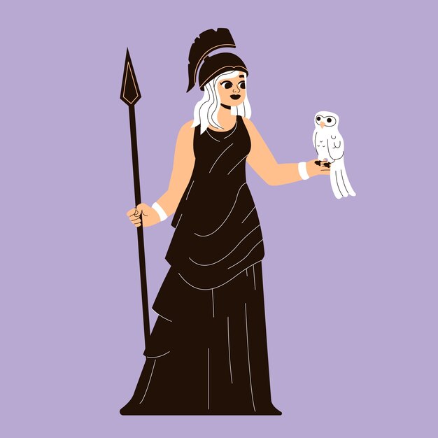 Ilustración de diseño de personajes de atenea