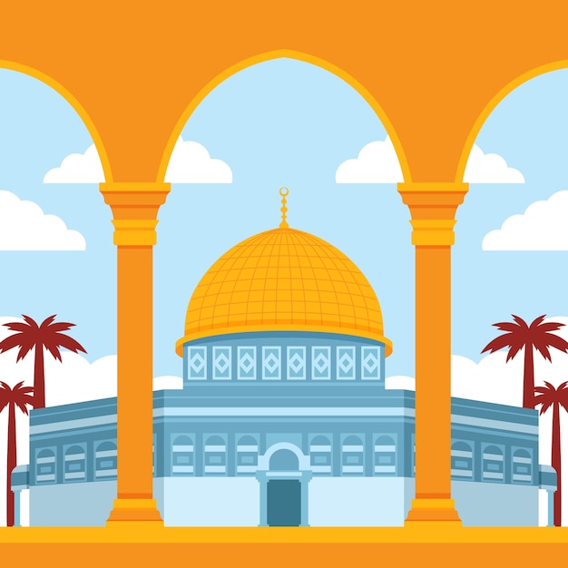 Ilustración de diseño plano al aqsa