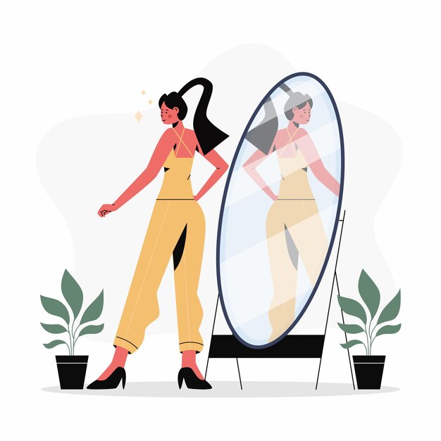Ilustración de diseño plano alta autoestima