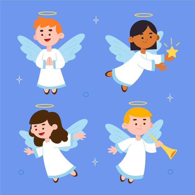 Ilustración de diseño plano ángel de navidad