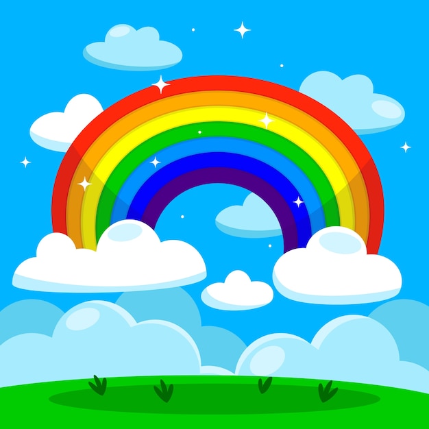 Ilustración de diseño plano del arco iris