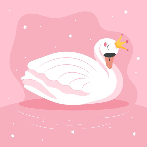 Ilustración de diseño plano cisne princesa