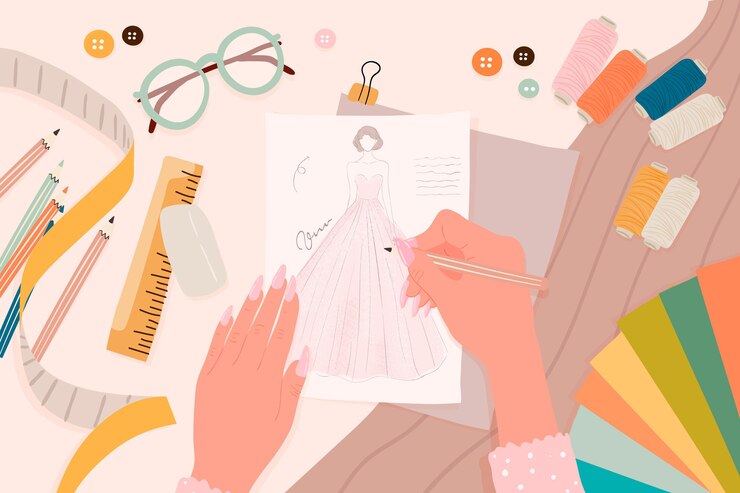 Vector gratuito ilustración de diseño plano de concepto de diseñador de moda