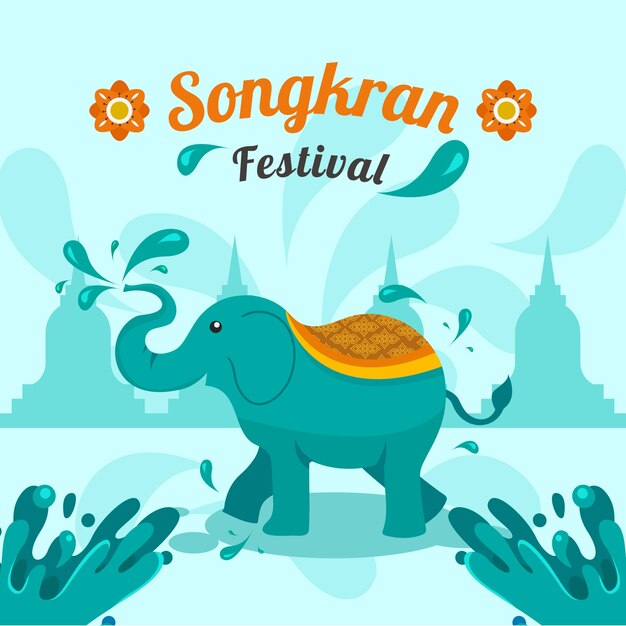 Ilustración de diseño plano creativo songkran