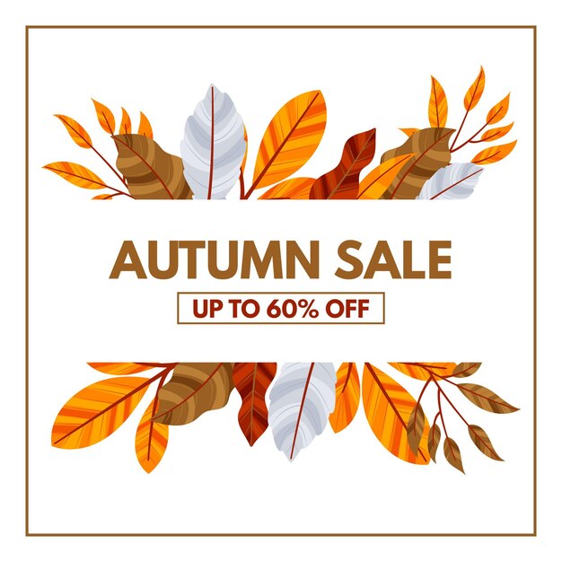 Ilustración de diseño plano de descuentos de rebajas de otoño