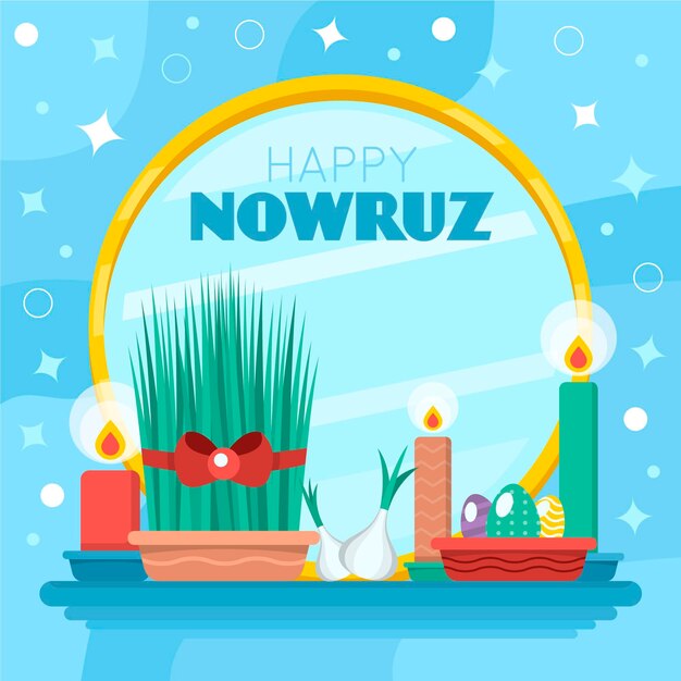 Ilustración de diseño plano de evento feliz nowruz