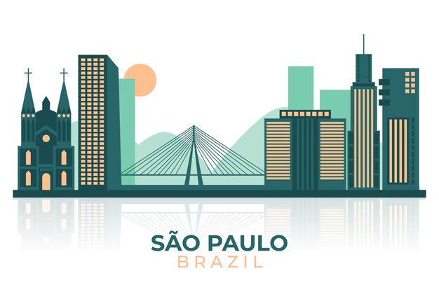 Ilustración de diseño plano horizonte de são paulo