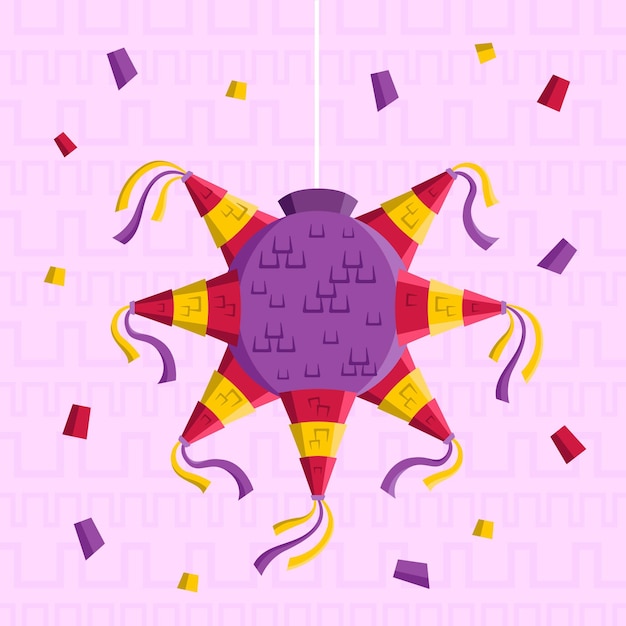 Ilustración de diseño plano de posada piñata