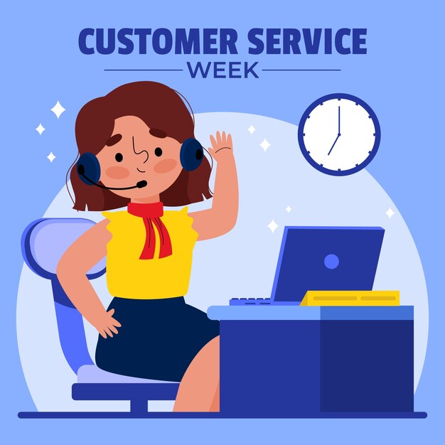 Ilustración de diseño plano de semana de servicio al cliente