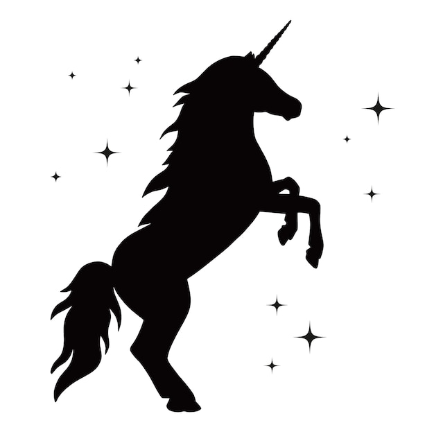 Ilustración de diseño plano de silueta de unicornio