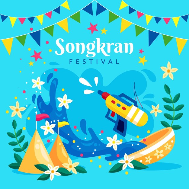 Ilustración de diseño plano songkran