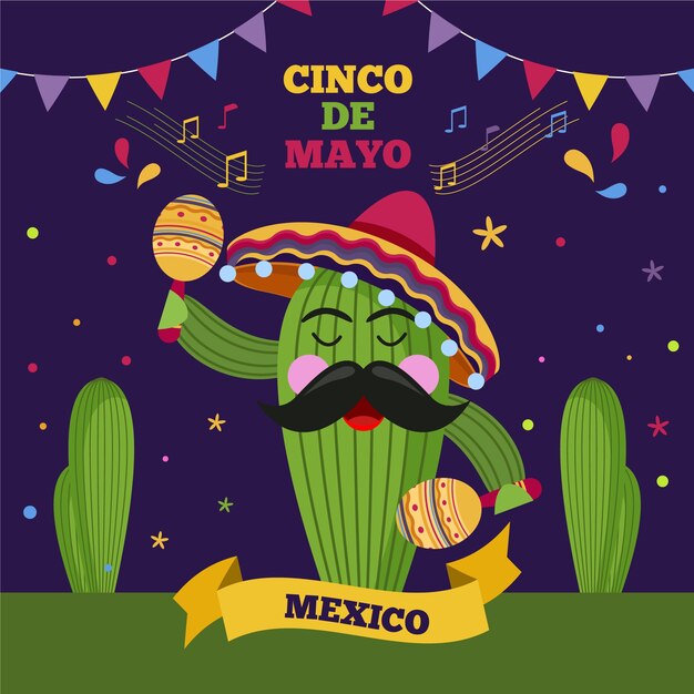 Ilustración divertida del cinco de mayo