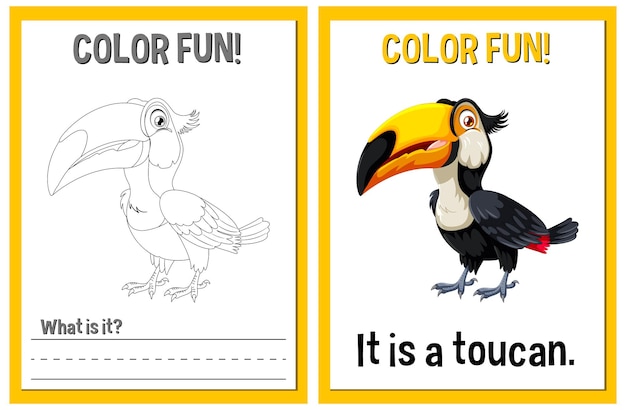 Vector gratuito ilustración divertida y educativa del tucán en color